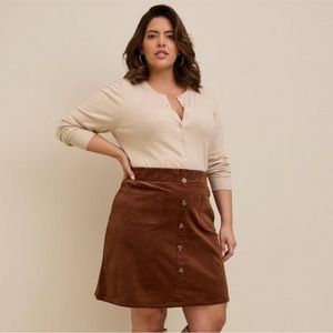 TORRID MINI CORDUROY BUTTON-FRONT SKIR